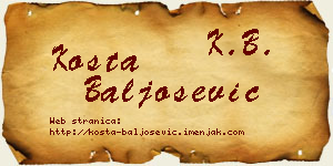 Kosta Baljošević vizit kartica